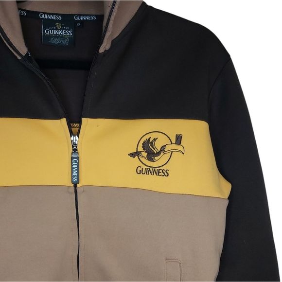 Guinness merch zip up tricolor sweater mock neck with toucan - Picture 3 of 3